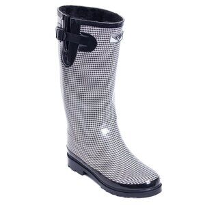 Women's Rainboots, Faux Fur Lined Tall Rubber Rain Boots, RB-1539 Plaid